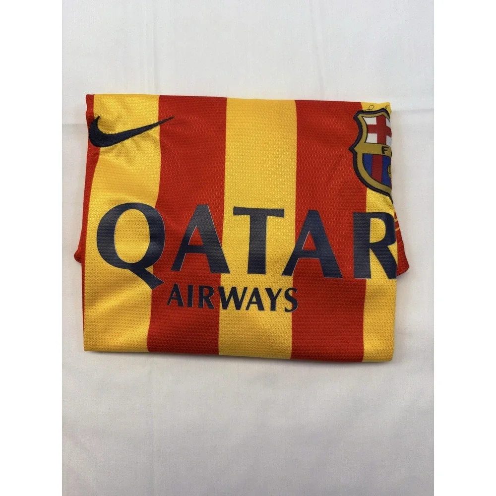 Nike FC Barcelona Dri-FIT Soccer Jersey XL Yellow/Red Qatar Airways O-515
